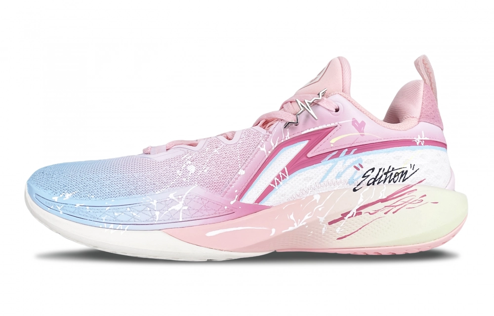 LiNing Speed Ling 2 Cushioning, Breathable, Slip Resistant Low top Basketball Shoes Men's Blue Pink