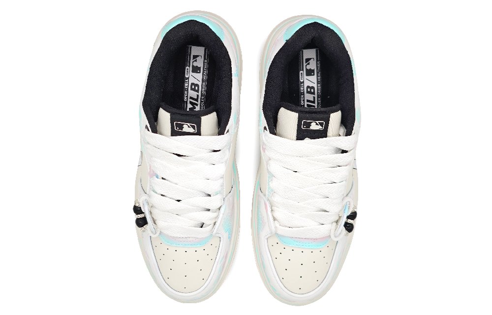 MLB Chunky Liner Low-Top Skateboard Shoes Unisex White Cyan