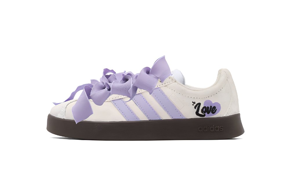 Adidas Neo VL Court Lifestyle Afterglow Anti Slip Wear Resistant Low Top Skateboard Shoes Unisex White Purple