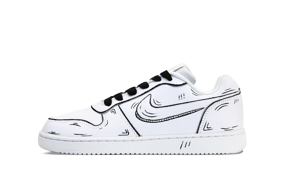 Nike EBERNON Slip Resistant Low Top Skateboard Shoes Unisex Black White