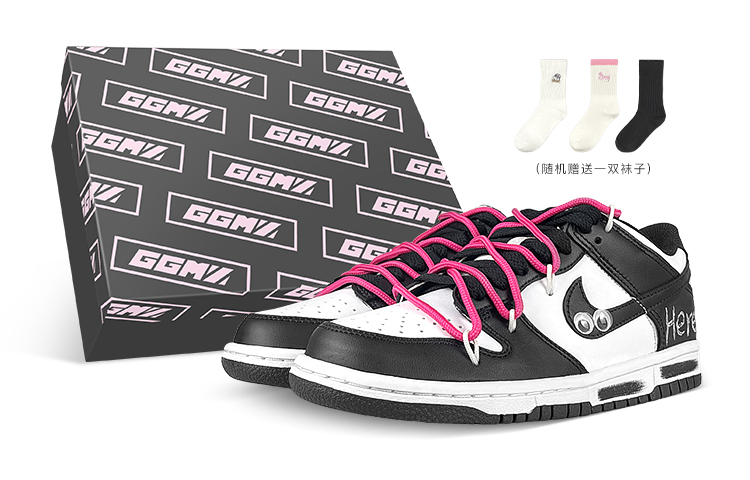 Nike Dunk Low Low-Top Skateboard Shoes GS Black Pink