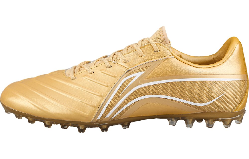 LiNing Jin TF Turf Artificial Ground Shock Absorbers Slip Resistant Soccer Shoes Men's Traditional Gold