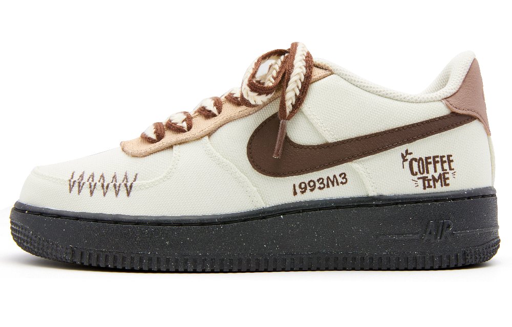 Nike Air Force 1 Low Anti Slip Wear Resistant Low Top Skateboard Shoes Unisex White Brown