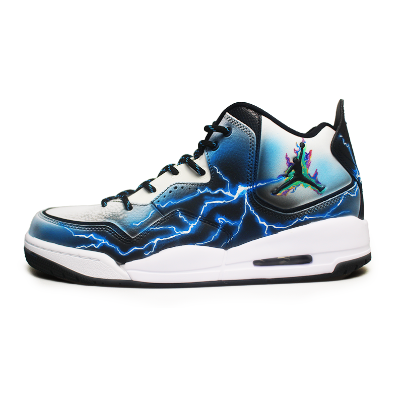 Jordan Courtside 23 Apocalypse Lightning Cushioning Wear-Resistant Mid-Top Vintage Basketball Shoes Men's White Blue
