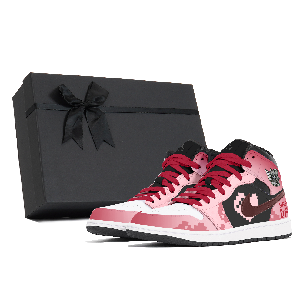 Jordan Air Jordan 1 Dust, Pixel Heart, Box Abrasion Resistant Mid Top Vintage Basketball Shoes Men's Watermelon Red