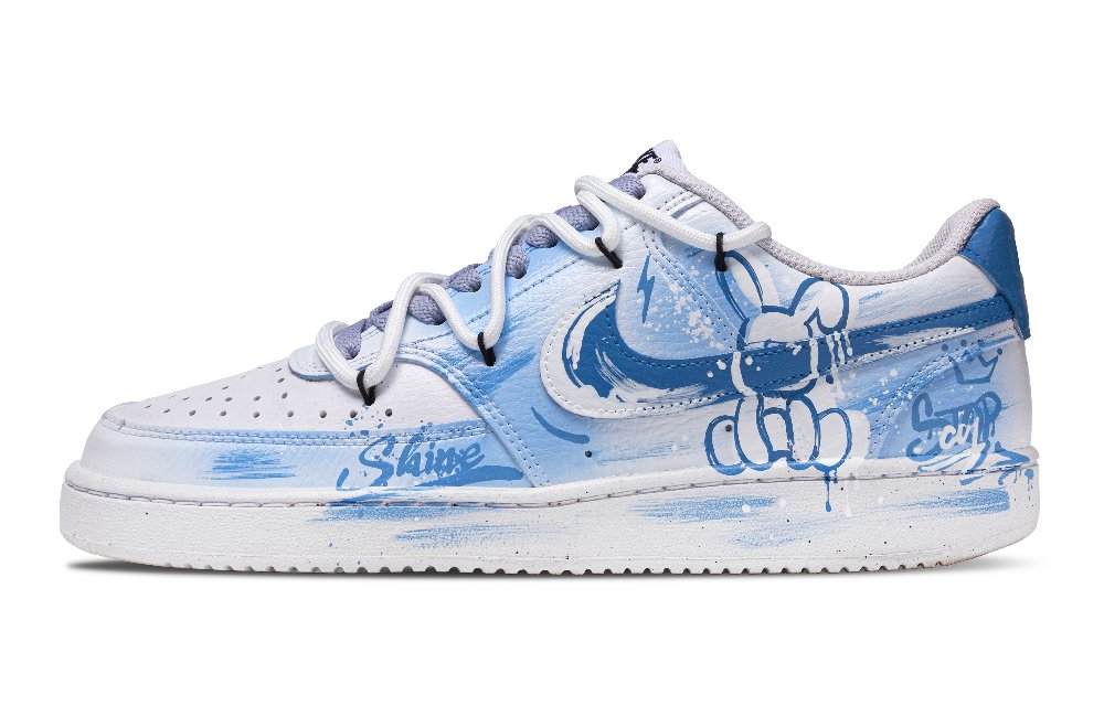 Nike Court Vision 1 Abrasion Resistant Low Top Skateboard Shoes Unisex Blue White