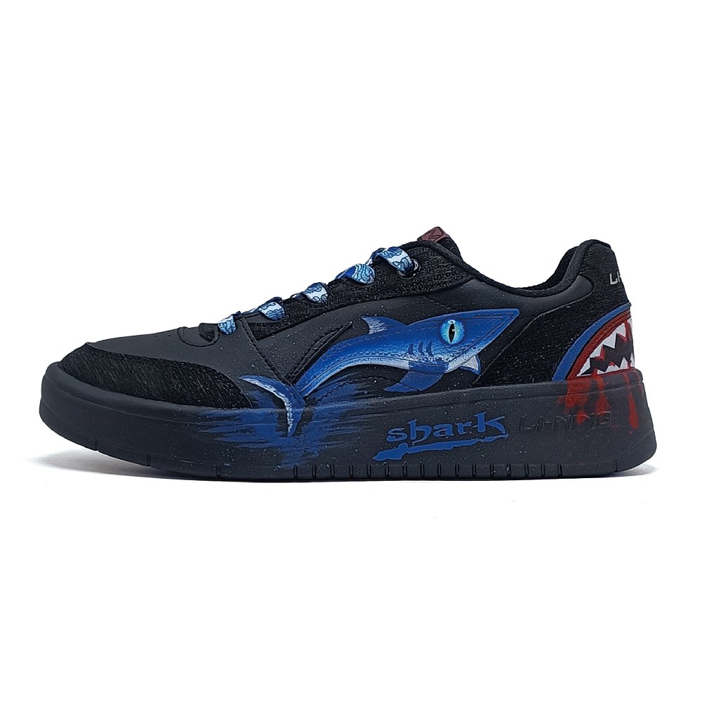 LiNing Yuanbao V3 Anti Slip Wear Resistant Low Top Skateboard Shoes Men's Black Blue
