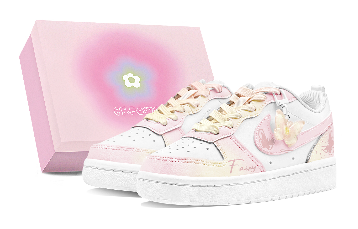Nike Court Borough Skateboard Shoes Unisex Low top Pink/Yellow
