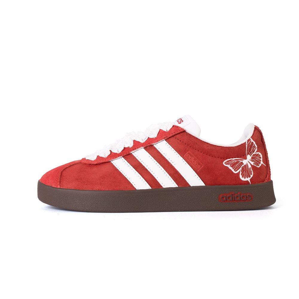 Adidas Neo Vl Court Classic Anti-Slip Wear-Resistant Low-Top Skateboard Shoes Unisex Red