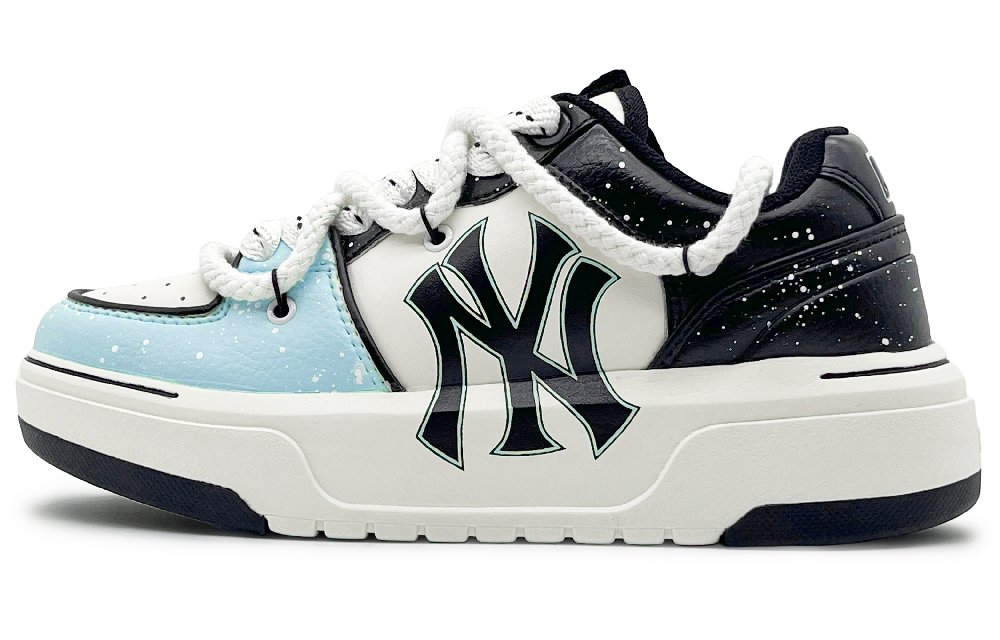 MLB Chunky Liner Wear-Resistant Height Increasing Low-Top Skateboard Shoes Unisex Black White Blue