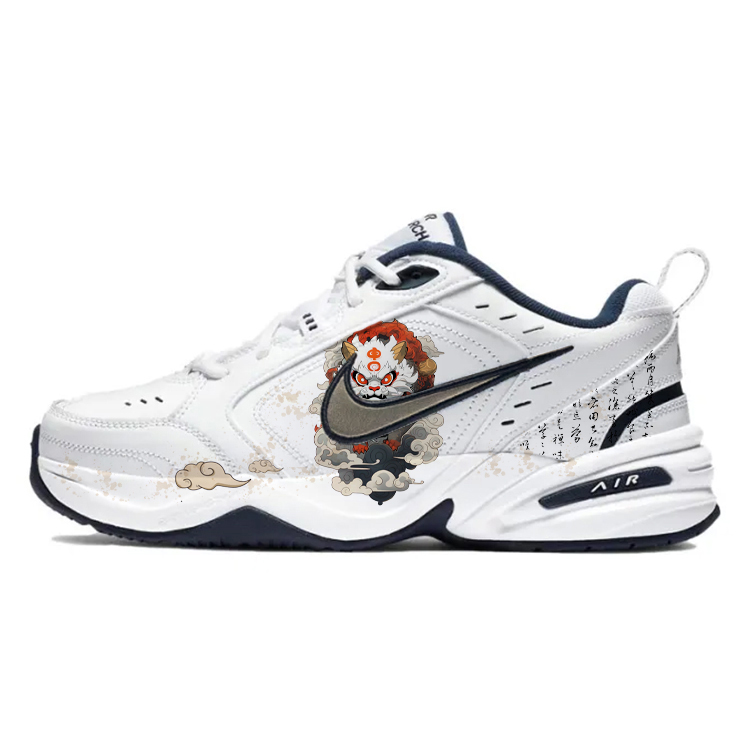 Nike Air Monarch 4 Anti-Slip Wear-Resistant Low-Top Chunky Sneakers Unisex White Black