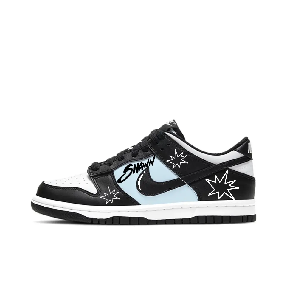 Nike Dunk SB Blue Flame Ice Star, Classic Fashion Abrasion Resistant Low top Skateboard Shoes Unisex Black Blue