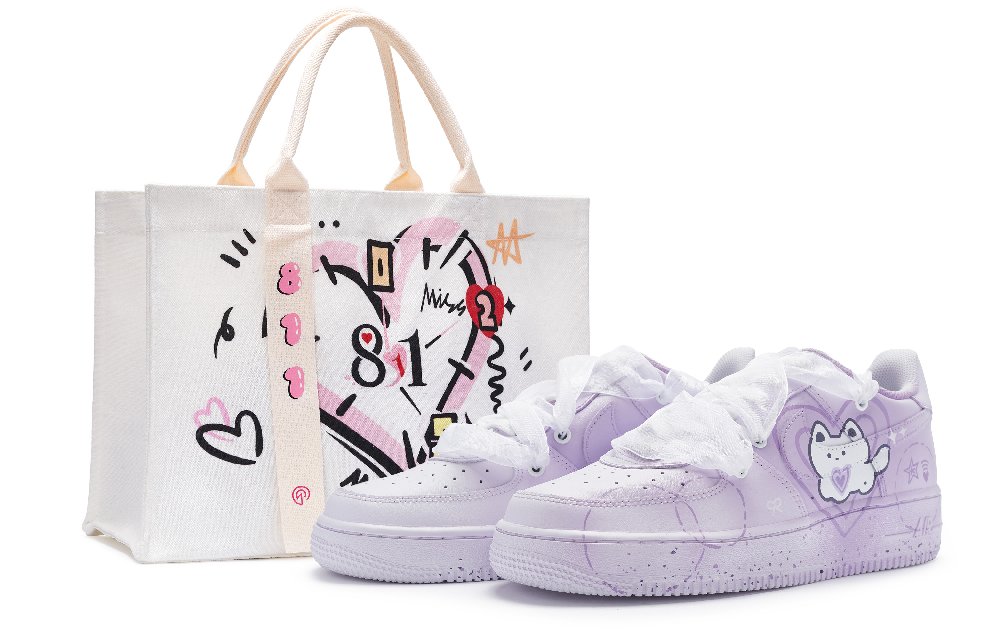 Nike Air Force 1 Cushioning, Wear Resistant Low Top Skateboard Shoes GS Purple