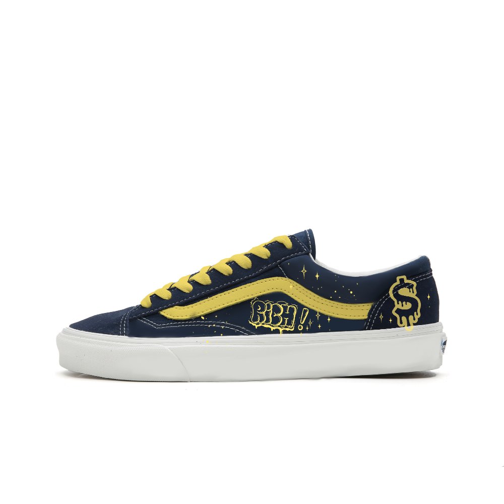 Vans Style 36 Lightweight And Breathable Low Top Skateboard Shoes Unisex Blue Yellow
