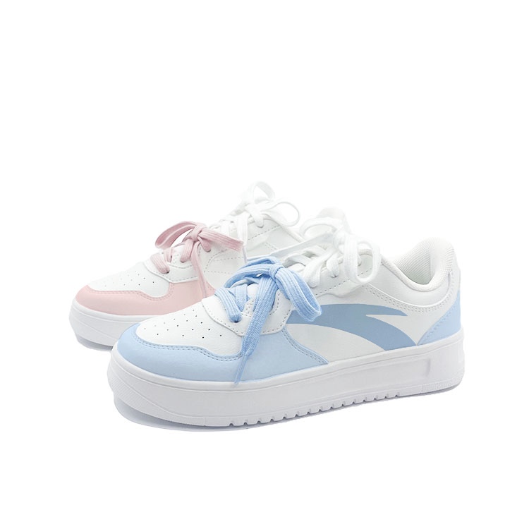Anta Relaxed Anti Slip Wear Resistant Low Top Skateboard Shoes Unisex Pink Blue Mismatched