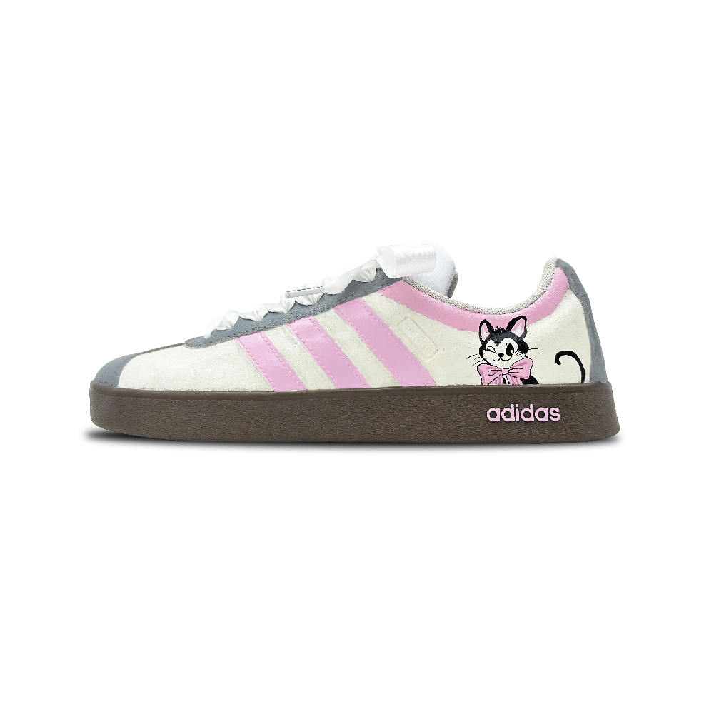 Adidas Neo Vl Court Classic Slip-Resistant Cushioning Wear-Resistant Low-Top Skateboard Shoes Unisex White Pink