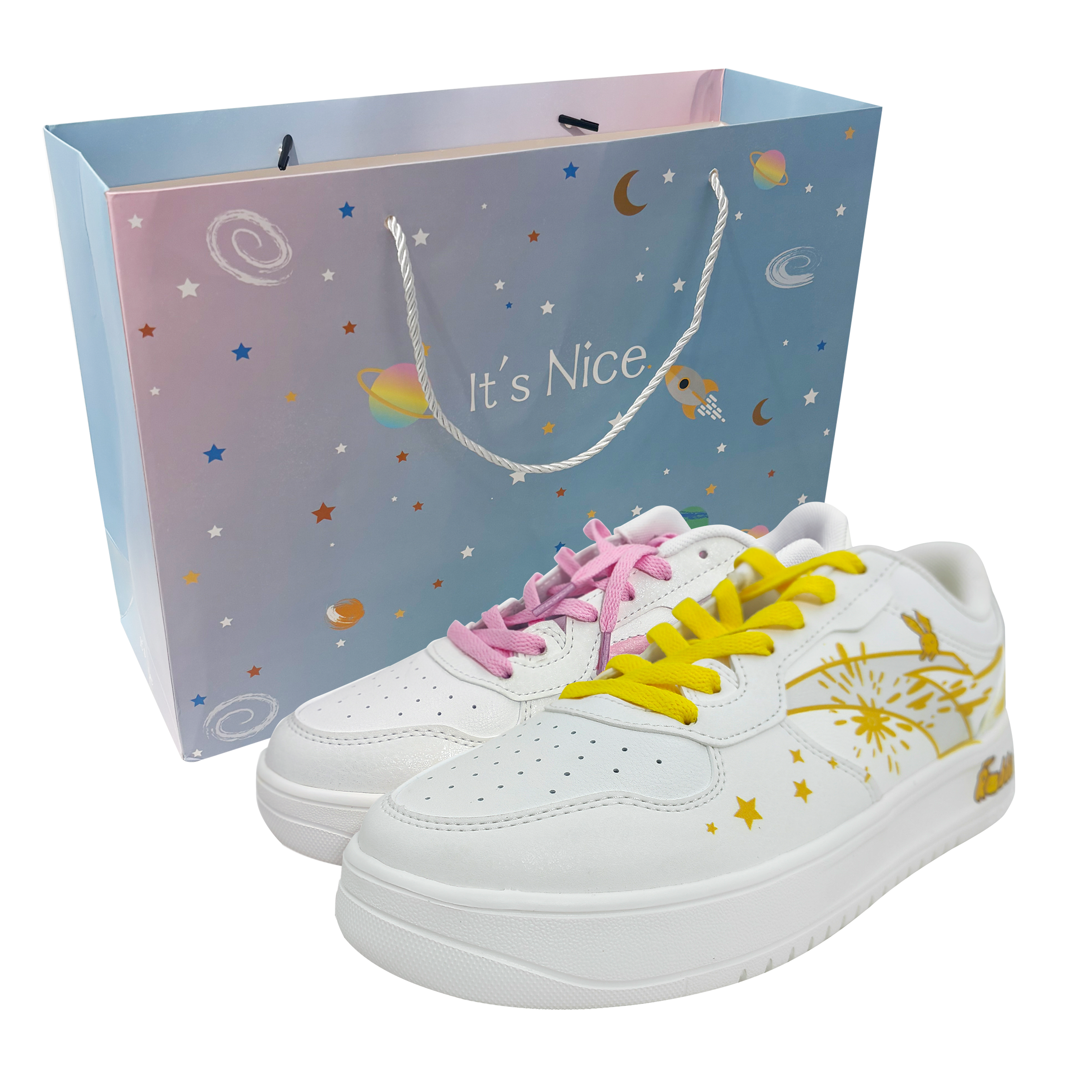 ANTA Life Collection Skateboard Shoes Unisex Low top White/Yellow/Pink