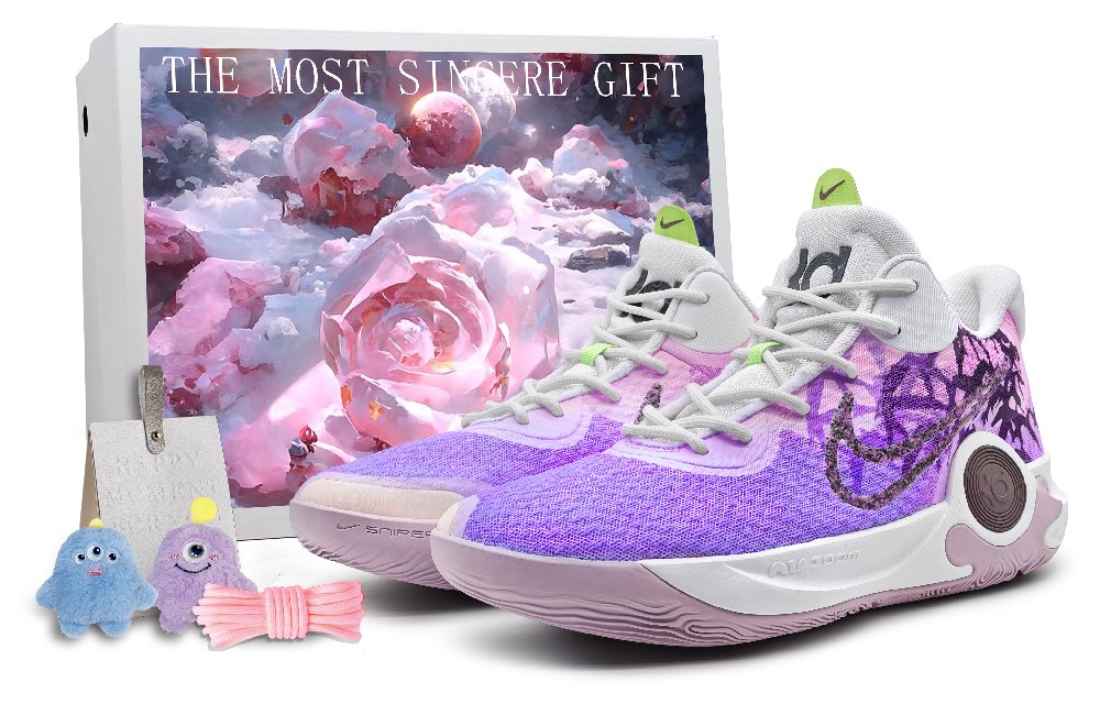 Nike Trey 5 Mid-Top Vintage Basketball Shoes Unisex Purple Pink Gradient