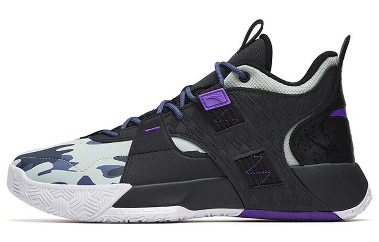 ANTA Basketball Shoes Men's Mid top Black/White/Purple