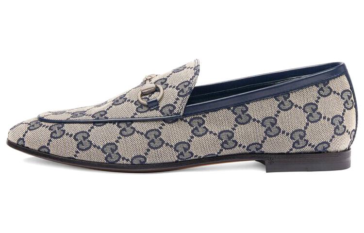 GUCCI Jordaan Loafer Blue Gg Canvas Women's