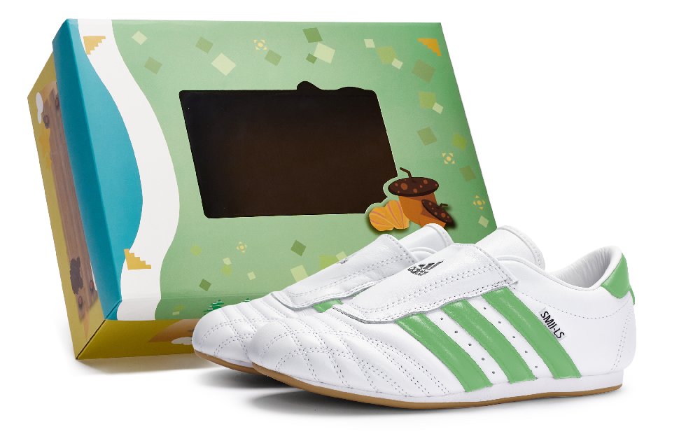 Adidas Originals Taekwondo Slip Resistant And Abrasion Resistant Coverage Low Top Training Shoes Unisex White Green