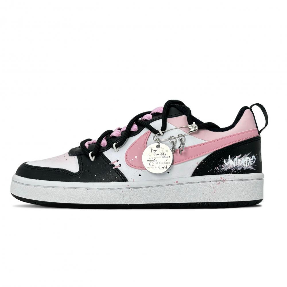Nike Court Borough 2 Skateboard Shoes Women's Low-Top White/Pink/Black