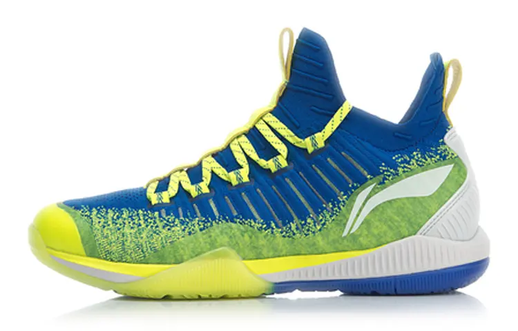 LiNing Cool Shark Cushioning, Breathable, Lightweight, Slip Resistant Low top Badminton Shoes Unisex Blue Green