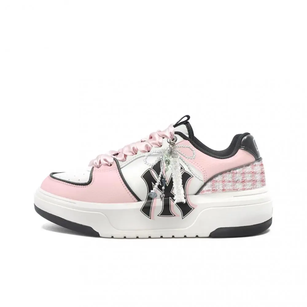 MLB Chunky Liner Pink Sweetheart Abrasion Resistant Height Increasing Low top Skateboard Shoes Unisex White Pink