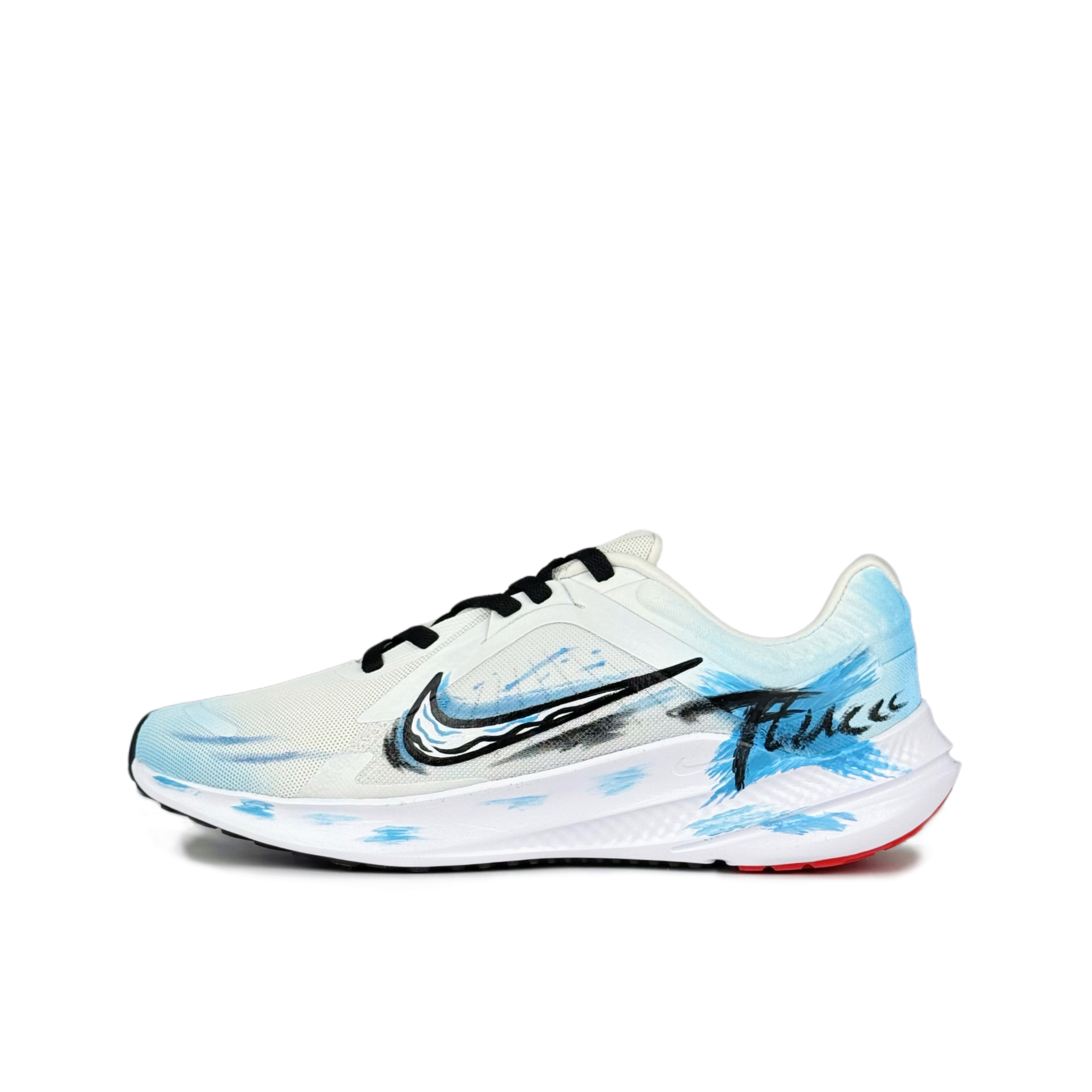 Nike Quest 5 Abrasion Resistant Low top Running Shoes Men's White Blue