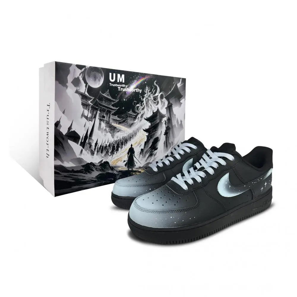 Nike Air Force 1 Ice Crystal Starry Sky Box Included Abrasion Resistant Low top Skateboard Shoes Unisex