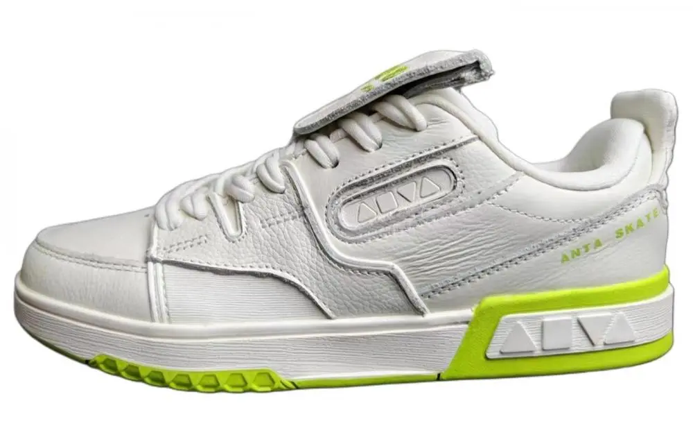 Anta AOYU Cushioning, Wear Resistant Low top Skateboard Shoes Unisex White Yellow