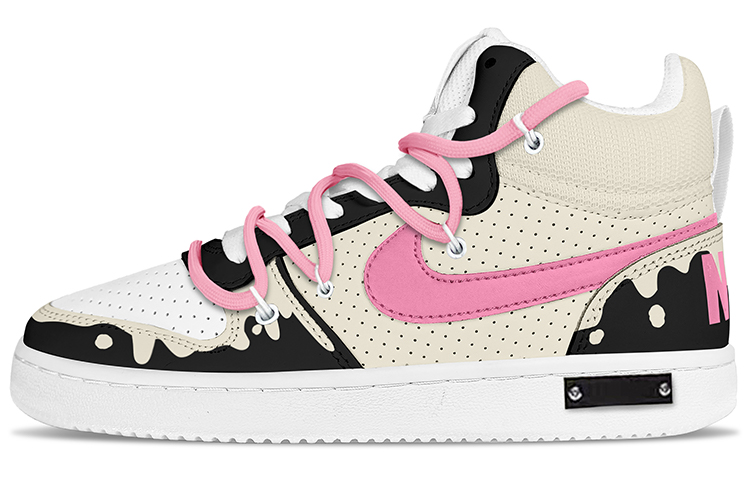 Nike Court Borough Mid top Skateboard Shoes Men's Black Pink