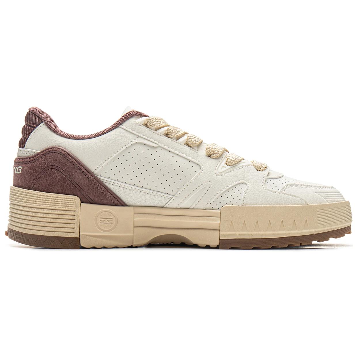 LiNing Li Cheng Slip-Resistant Cushioning Wear-Resistant Low-Top Skateboard Shoes Men's White Umber
