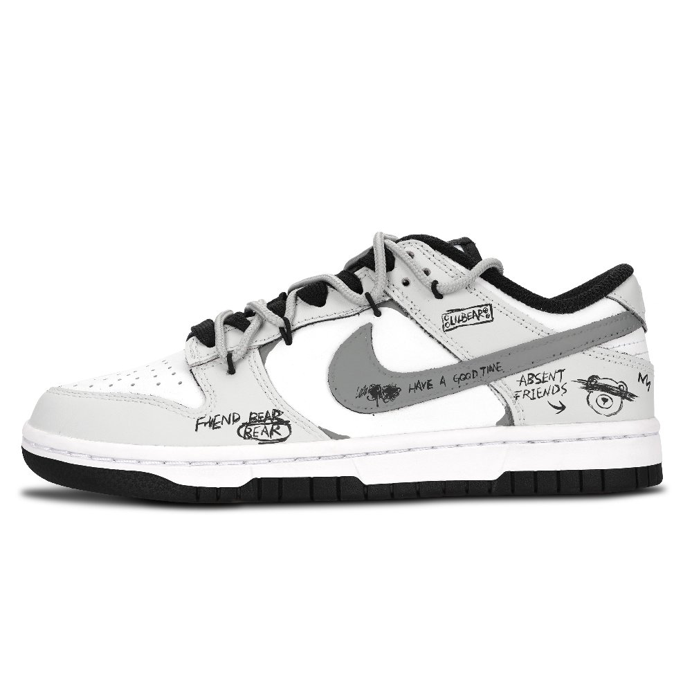 Nike Dunk Black White, Searching For Bear Abrasion Resistant Low Top Skateboard Shoes Unisex Gray