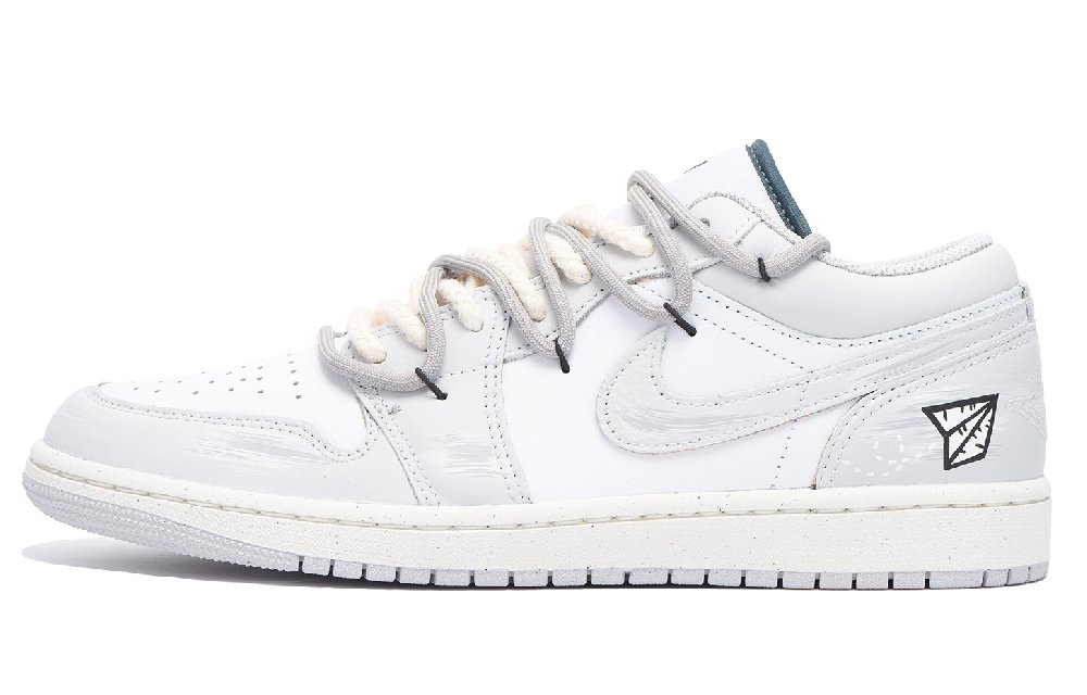 Jordan Air Jordan 1 Slip-Resistant Coverage Balance Impact-Resistant Low-Top Vintage Basketball Shoes Men's Light Gray