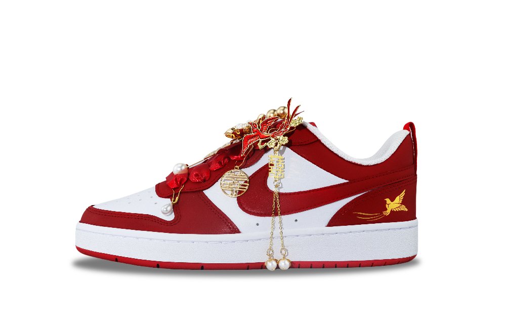 Nike Court Borough 2 Anti Slip Wear Resistant Low Top Skateboard Shoes Women's Red