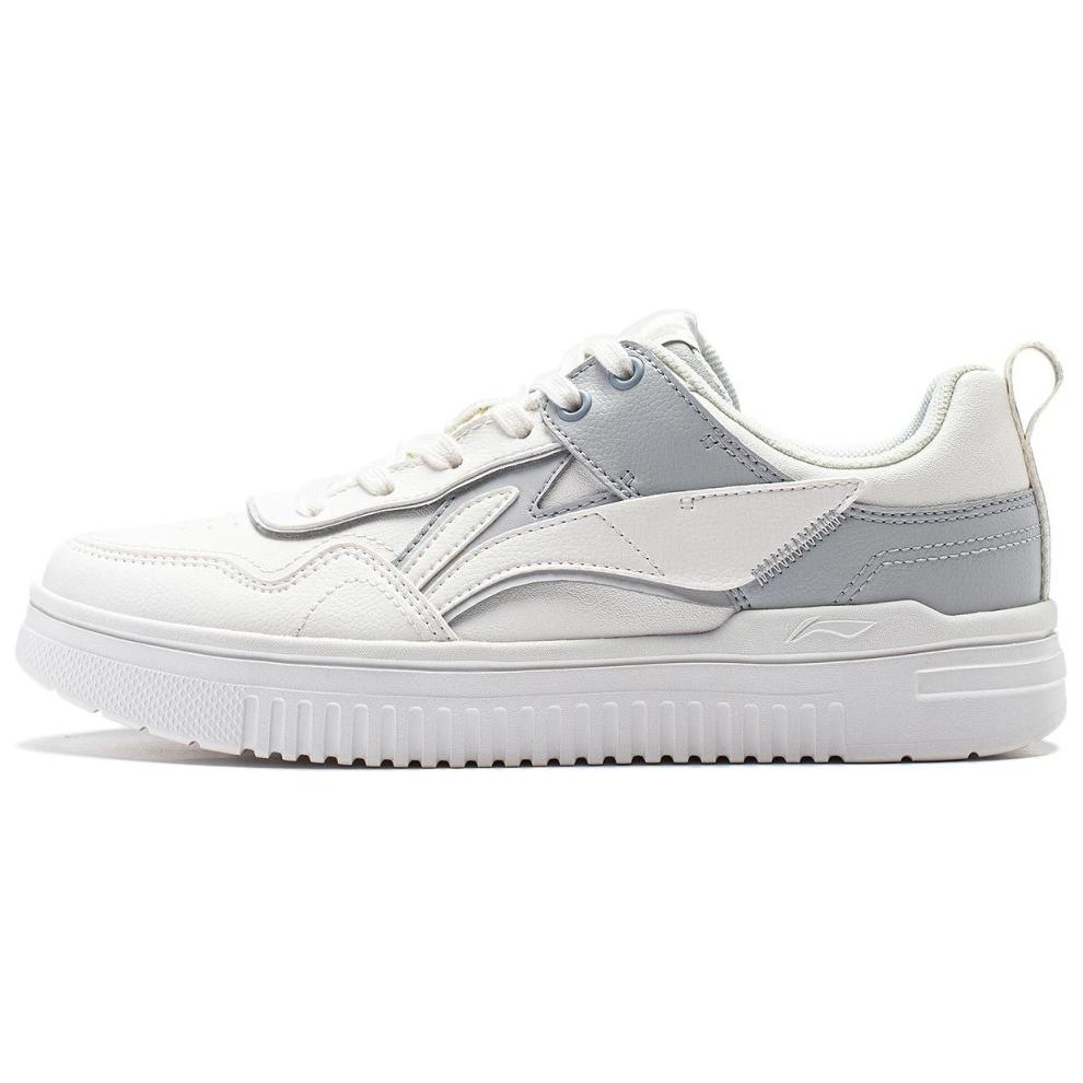 LiNing Cushioning, Wear Resistant Low Top Skateboard Shoes Women's White Gray