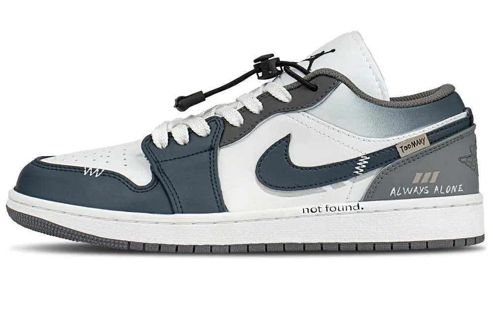 Jordan Air Jordan 1 Abrasion Resistant Low top Vintage Basketball Shoes Unisex Dark Blue