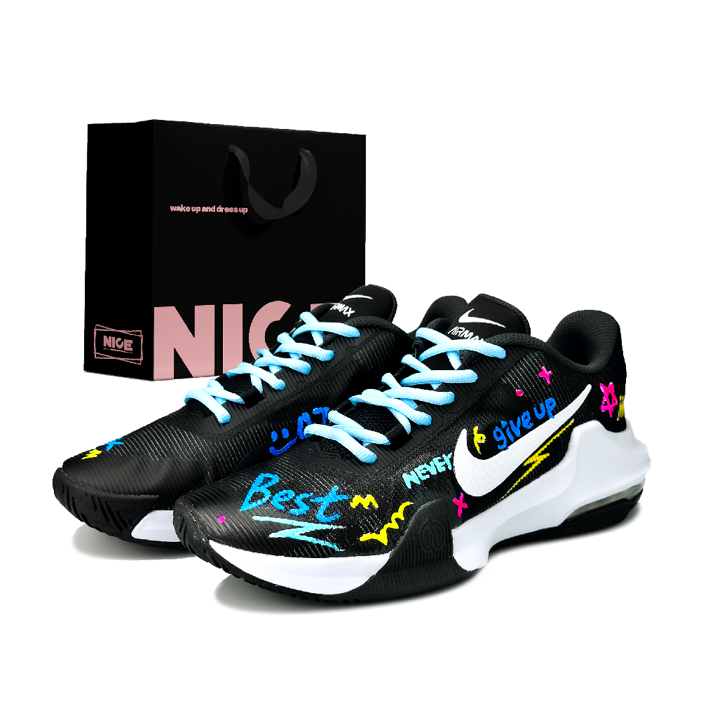 Nike Air Max Impact 4 Abrasion Resistant Low Top Basketball Shoes Men's Black White