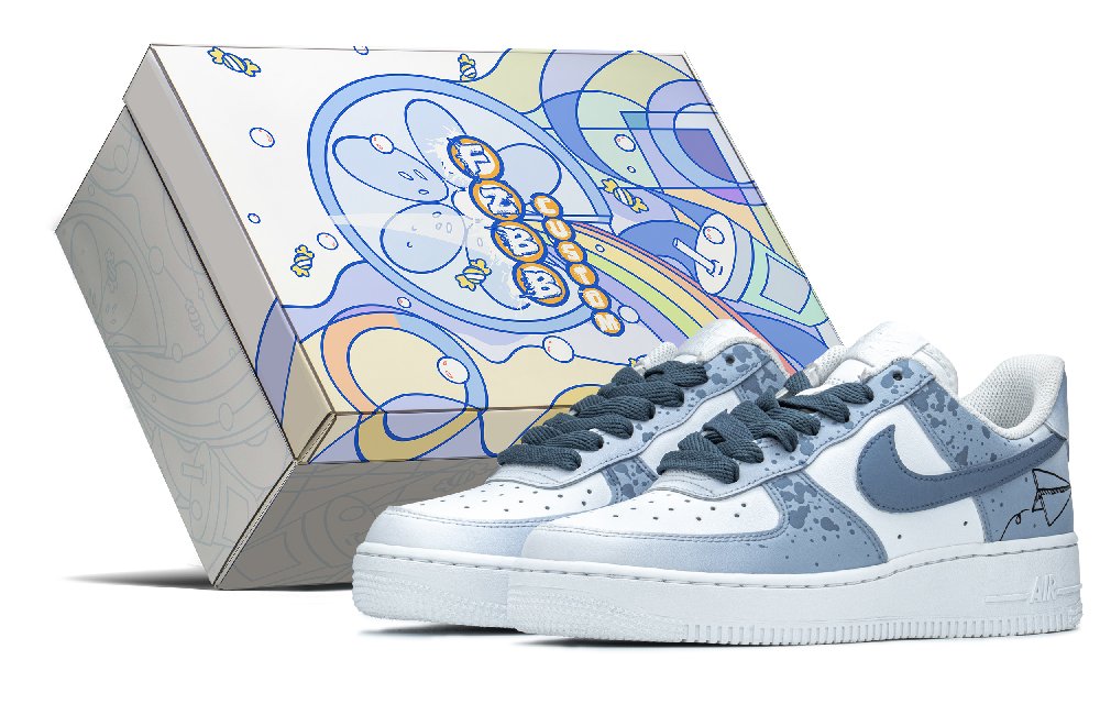 Nike Air Force 1 Thermal Coverage Low Top Skateboard Shoes GS Blue