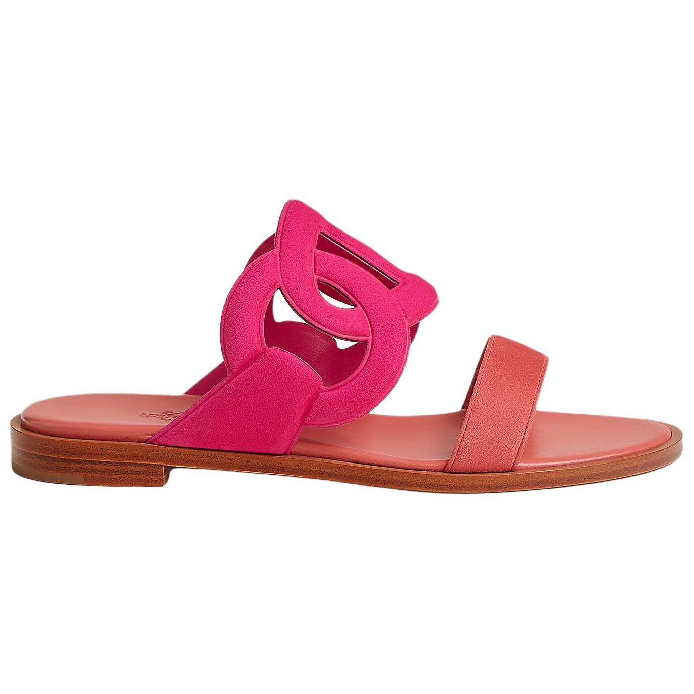 HERMES Lagune Slide Slippers Women's Pink