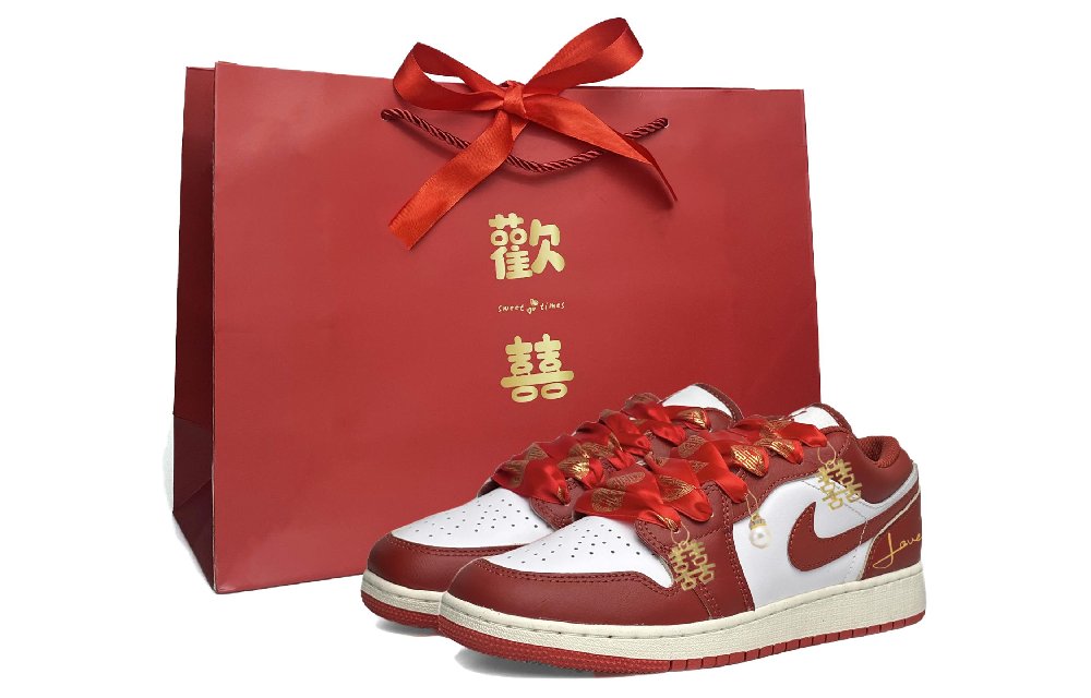 Jordan Air Jordan 1 GS Wall E Anti Slip And Wear Resistant Balance Low Top Vintage Basketball Shoes Women's White Red