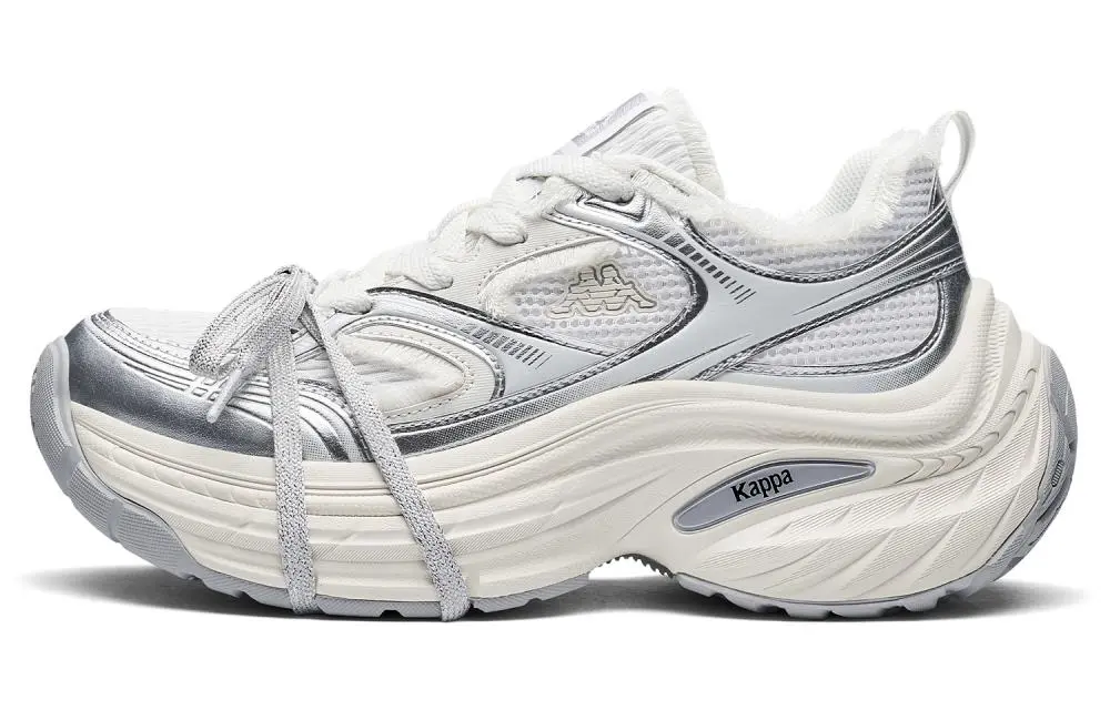 Kappa Back to Back Abrasion Resistant Low top Chunky Sneakers Women's White Silver