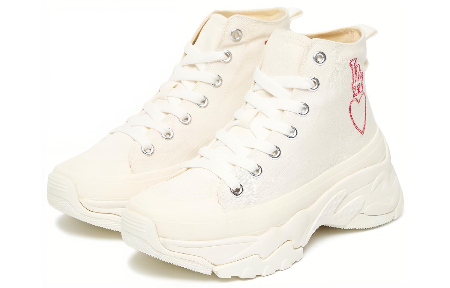 MLB Chunky High Anti-Slip And Wear-Resistant Breathable High-Top Canvas Shoes Unisex White Red купить в интернет-магазине Yoocart с быстрой доставкой по России.