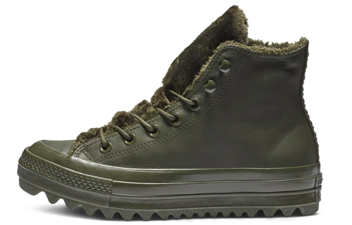 Converse Ctas Lift Ripple Hi Non slip Lightweight High Top Canvas Shoes Women's Army Green
