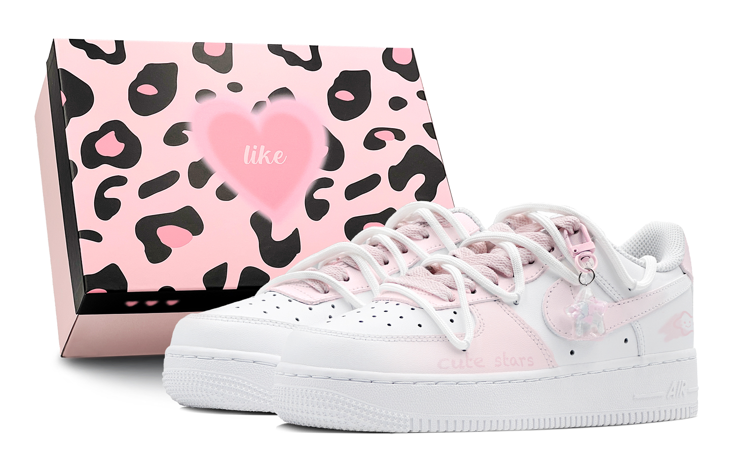 Nike Air Force 1 Low Air Force 1 Slip Resistant Abrasion Resistant Low top Skateboard Shoes GS Pink White