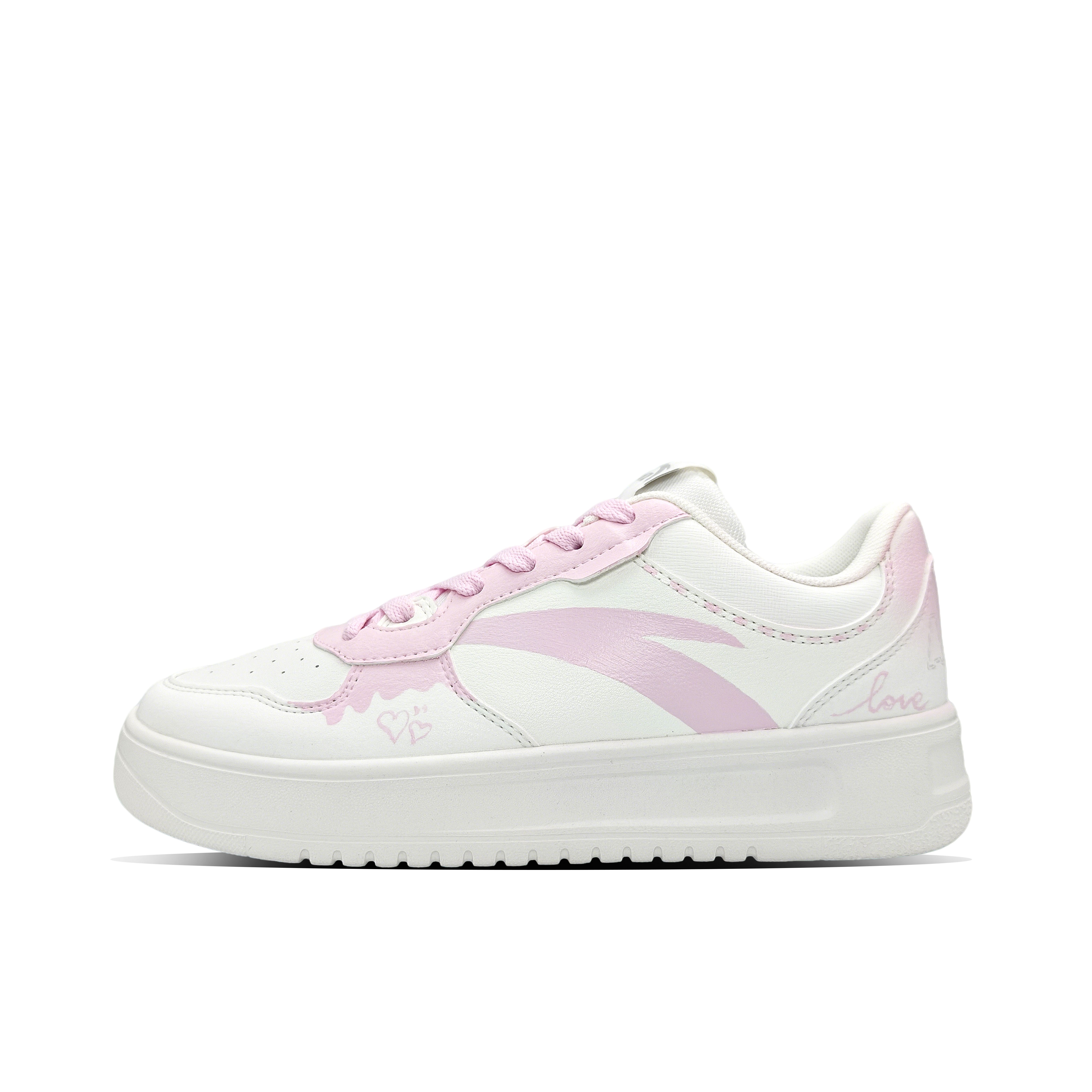 Anta Relaxed Sweetheart Baby Slip Resistant Abrasion Resistant Low top Skateboard Shoes Women's White Pink