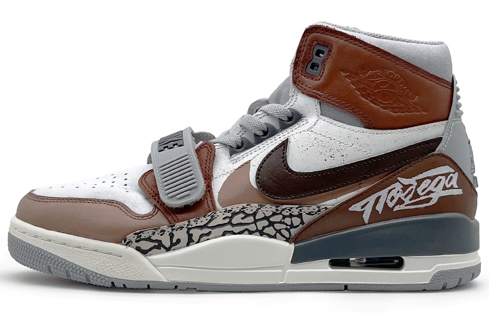 Jordan Legacy 312 Wear-Resistant High-Top Basketball Shoes Men's White Gray Brown