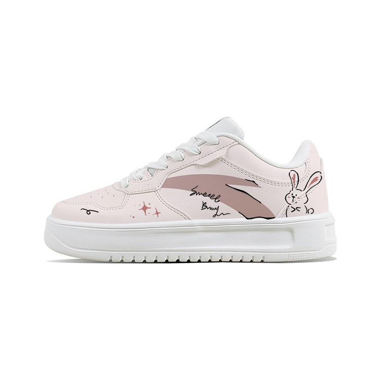 Anta Relaxed Slip Resistant Shock Absorbers Low Top Skateboard Shoes Unisex Pink