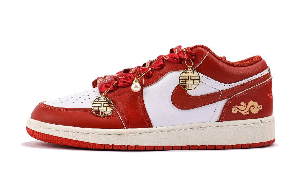 Jordan Air Jordan 1 Anti Slip Wear Resistant Low Top Vintage Basketball Shoes Women's Red White